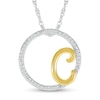 Thumbnail Image 1 of 1/10 CT. T.W. Diamond Circle with &quot;C&quot; Initial Pendant in Sterling Silver and 10K Gold