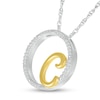 Thumbnail Image 2 of 1/10 CT. T.W. Diamond Circle with &quot;C&quot; Initial Pendant in Sterling Silver and 10K Gold