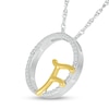 Thumbnail Image 2 of 1/10 CT. T.W. Diamond Circle with &quot;F&quot; Initial Pendant in Sterling Silver and 10K Gold