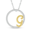 Thumbnail Image 1 of 1/10 CT. T.W. Diamond Circle with &quot;G&quot; Initial Pendant in Sterling Silver and 10K Gold