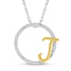 Thumbnail Image 1 of 1/10 CT. T.W. Diamond Circle with &quot;J&quot; Initial Pendant in Sterling Silver and 10K Gold