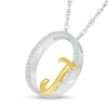 Thumbnail Image 2 of 1/10 CT. T.W. Diamond Circle with &quot;J&quot; Initial Pendant in Sterling Silver and 10K Gold