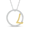 Thumbnail Image 1 of 1/10 CT. T.W. Diamond Circle with &quot;L&quot; Initial Pendant in Sterling Silver and 10K Gold