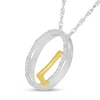 Thumbnail Image 2 of 1/10 CT. T.W. Diamond Circle with &quot;L&quot; Initial Pendant in Sterling Silver and 10K Gold