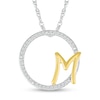 Thumbnail Image 1 of 1/10 CT. T.W. Diamond Circle with &quot;M&quot; Initial Pendant in Sterling Silver and 10K Gold