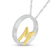 Thumbnail Image 2 of 1/10 CT. T.W. Diamond Circle with &quot;M&quot; Initial Pendant in Sterling Silver and 10K Gold