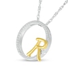 Thumbnail Image 2 of 1/10 CT. T.W. Diamond Circle with &quot;R&quot; Initial Pendant in Sterling Silver and 10K Gold