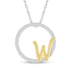 Thumbnail Image 1 of 1/10 CT. T.W. Diamond Circle with &quot;W&quot; Initial Pendant in Sterling Silver and 10K Gold