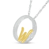 Thumbnail Image 2 of 1/10 CT. T.W. Diamond Circle with &quot;W&quot; Initial Pendant in Sterling Silver and 10K Gold