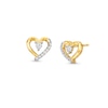 Thumbnail Image 1 of 1/10 CT. T.W. Diamond Ribbon Heart Stud Earrings in 10K Gold