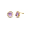 Thumbnail Image 1 of Child's 4.0mm Purple and White Cubic Zirconia Frame Stud Earrings in 14K Gold