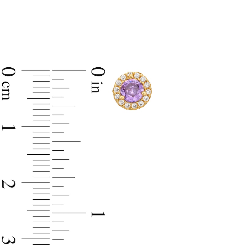 Main Image 2 of Child's 4.0mm Purple and White Cubic Zirconia Frame Stud Earrings in 14K Gold