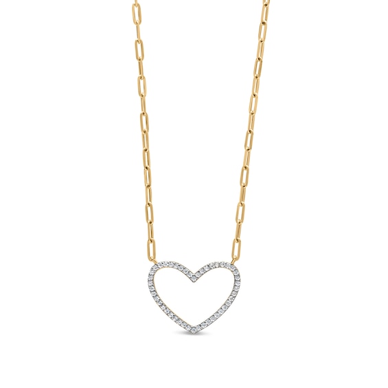 Gold Plated Paper Clip Heart Lock Necklace