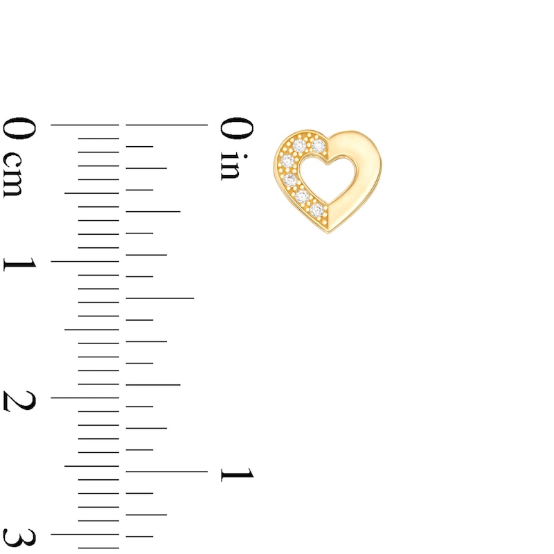 Main Image 2 of Child's Cubic Zirconia Half Heart Stud Earrings in 14K Gold