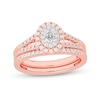 Thumbnail Image 1 of 1/2 CT. T.W. Oval Diamond Double Frame Split Shank Bridal Set in 14K Rose Gold