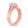 Thumbnail Image 2 of 1/2 CT. T.W. Oval Diamond Double Frame Split Shank Bridal Set in 14K Rose Gold