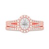 Thumbnail Image 3 of 1/2 CT. T.W. Oval Diamond Double Frame Split Shank Bridal Set in 14K Rose Gold