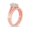 Thumbnail Image 2 of 1/2 CT. T.W. Pear-Shaped Diamond Double Frame Split Shank Bridal Set in 14K Rose Gold