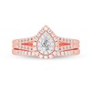 Thumbnail Image 3 of 1/2 CT. T.W. Pear-Shaped Diamond Double Frame Split Shank Bridal Set in 14K Rose Gold