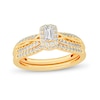 Thumbnail Image 1 of 1/2 CT. T.W. Emerald-Cut Diamond Frame Overlay Bridal Set in 14K Gold