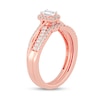 Thumbnail Image 2 of 1/2 CT. T.W. Emerald-Cut Diamond Frame Overlay Bridal Set in 14K Rose Gold