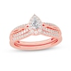 Thumbnail Image 1 of 1/2 CT. T.W. Pear-Shaped Diamond Frame Overlay Bridal Set in 14K Rose Gold