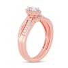 Thumbnail Image 2 of 1/2 CT. T.W. Pear-Shaped Diamond Frame Overlay Bridal Set in 14K Rose Gold