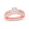 Thumbnail Image 1 of 1/2 CT. T.W. Princess-Cut Diamond Frame Overlay Bridal Set in 14K Rose Gold