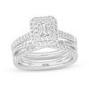 Thumbnail Image 0 of 5/8 CT. T.W. Emerald-Cut Diamond Double Frame Orbit Bridal Set in 14K White Gold
