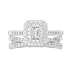 Thumbnail Image 2 of 5/8 CT. T.W. Emerald-Cut Diamond Double Frame Orbit Bridal Set in 14K White Gold