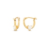 Thumbnail Image 1 of Child's 3.0mm Heart-Shaped Lab-Created Opal Tube Hoop Earrings in Hollow 14K Gold