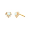 Thumbnail Image 0 of Child's 3.0mm Cabochon Lab-Created Opal and Cubic Zirconia Frame Heart Stud Earrings in 14K Gold