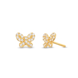 Child's Cubic Zirconia Butterfly Stud Earrings in 14K Gold