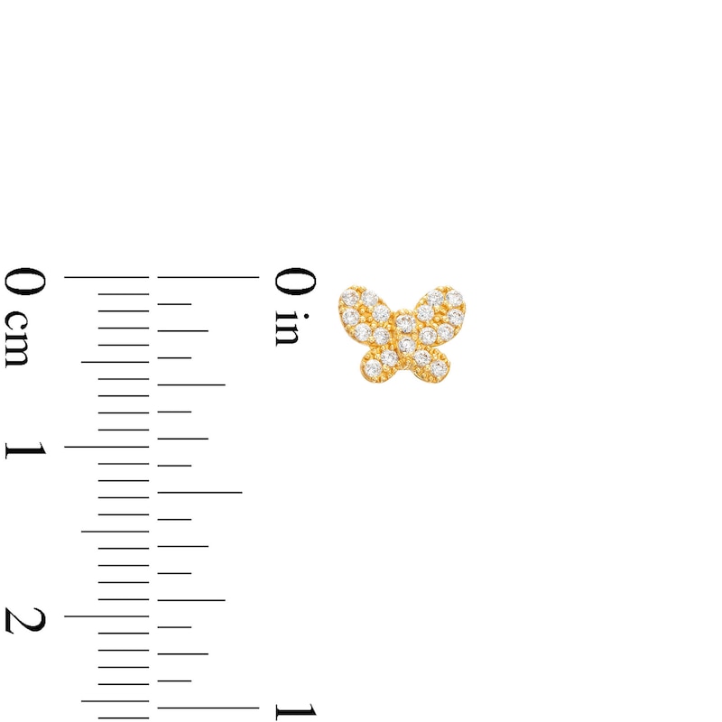 Child's Cubic Zirconia Butterfly Stud Earrings in 14K Gold