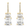 Thumbnail Image 2 of EFFY™ Collection Multi-Shape White Topaz and 1/8 CT. T.W. Diamond Stacked Drop Earrings in 14K Gold