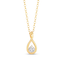 1/8 CT. Diamond Solitaire Infinity Teardrop Pendant in 10K Gold