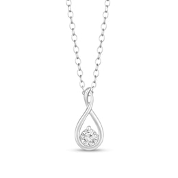 1/8 CT. Diamond Solitaire Infinity Teardrop Pendant in 10K White Gold