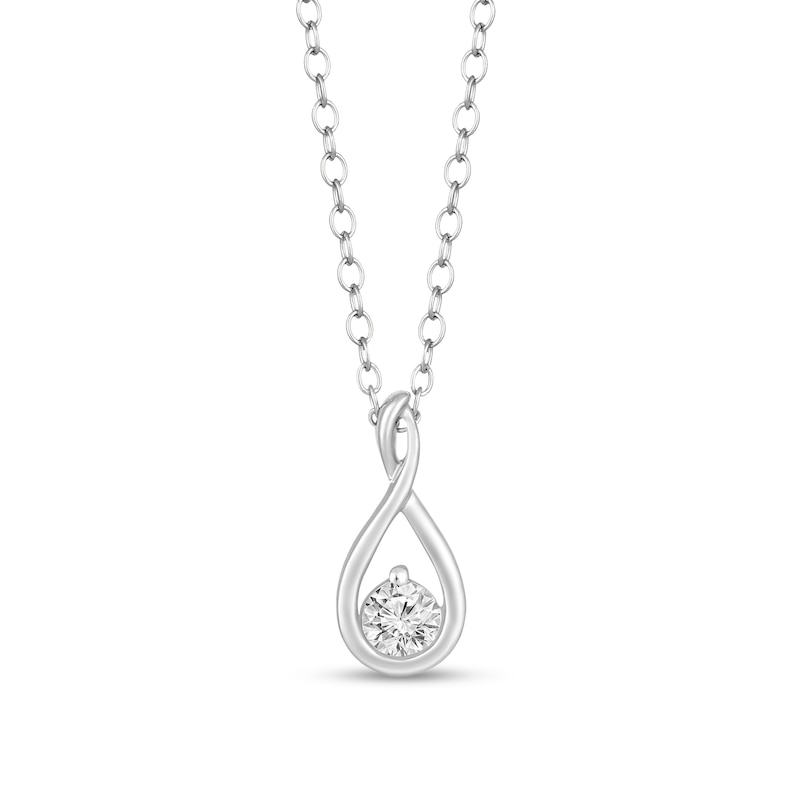 Main Image 1 of 1/8 CT. Diamond Solitaire Infinity Teardrop Pendant in 10K White Gold