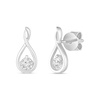 Thumbnail Image 1 of 1/4 CT. T.W. Diamond Solitaire Infinity Teardrop Earrings in 10K White Gold