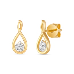 1/4 CT. T.W. Diamond Solitaire Infinity Teardrop Earrings in 10K Gold