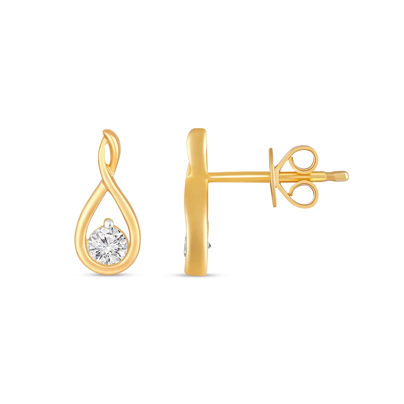 1/4 CT. T.W. Diamond Solitaire Infinity Teardrop Earrings in 10K Gold
