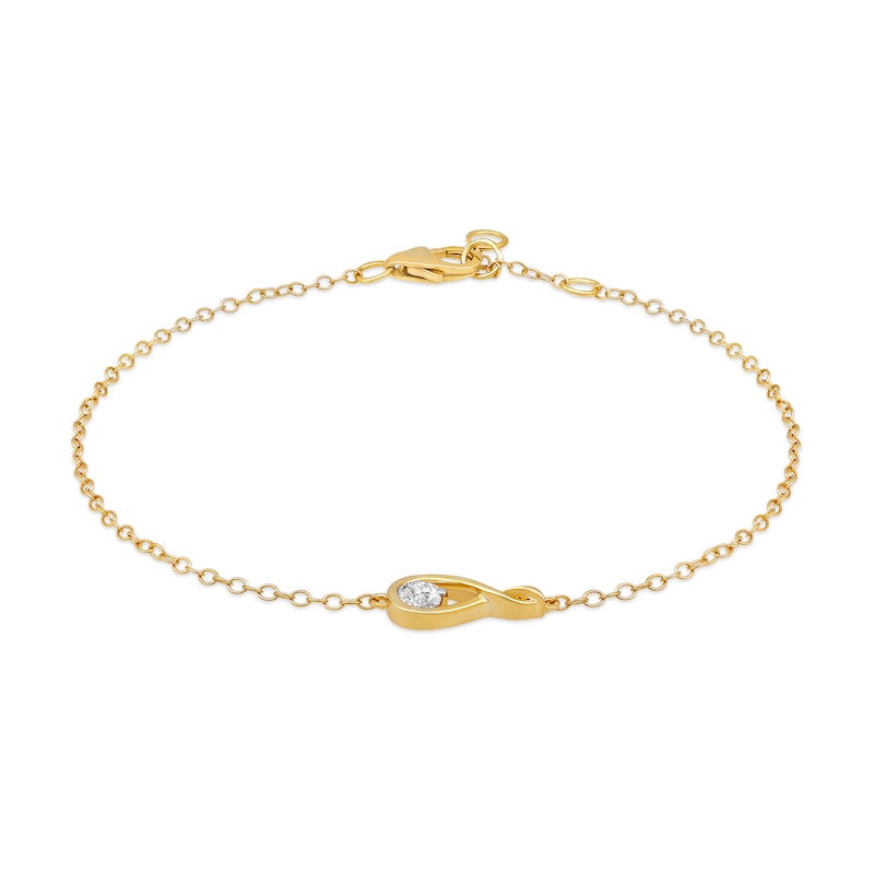 Main Image 2 of 1/8 CT. Diamond Solitaire Sideways Infinity Teardrop Bracelet in 10K Gold