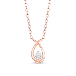 1/8 CT. T.W. Diamond Solitaire Ichthus Necklace in 10K Rose Gold