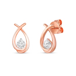 1/4 CT. T.W. Diamond Solitaire Ichthus Stud Earrings in 10K Rose Gold