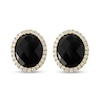 Thumbnail Image 1 of EFFY™ Collection Faceted Oval Onyx and 3/8 CT. T.W. Diamond Frame Stud Earrings in 14K Gold