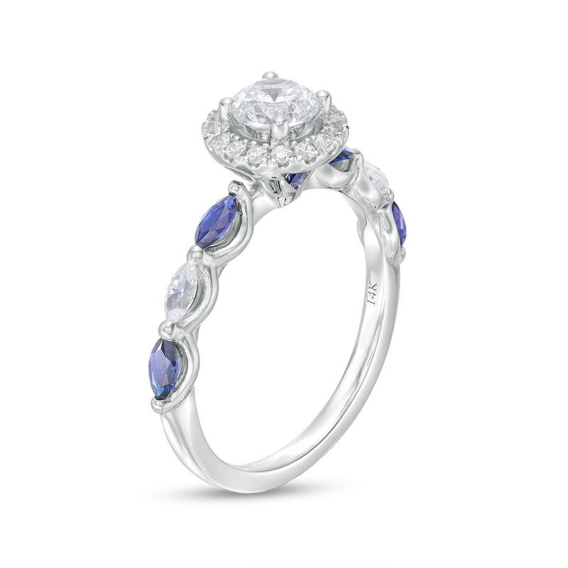 Main Image 3 of Vera Wang Love Collection 3/4 CT. T.W. Diamond and Marquise Blue Sapphire Engagement Ring in 14K White Gold