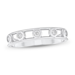 1/8 CT. T.W. Diamond Station Open Shank Band in 10K White Gold