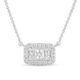 1/4 CT. T.W. Rectangle Multi-Diamond Frame Necklace in 14K White Gold