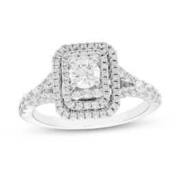 1 CT. T.W. Diamond Octagon Double Frame Engagement Ring in 14K White Gold (H-I/I1-I2)