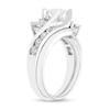 Thumbnail Image 1 of 1-1/2 CT. T.W. Princess-Cut Diamond Three Stone Bypass Bridal Set in 14K White Gold (H-I/I1)